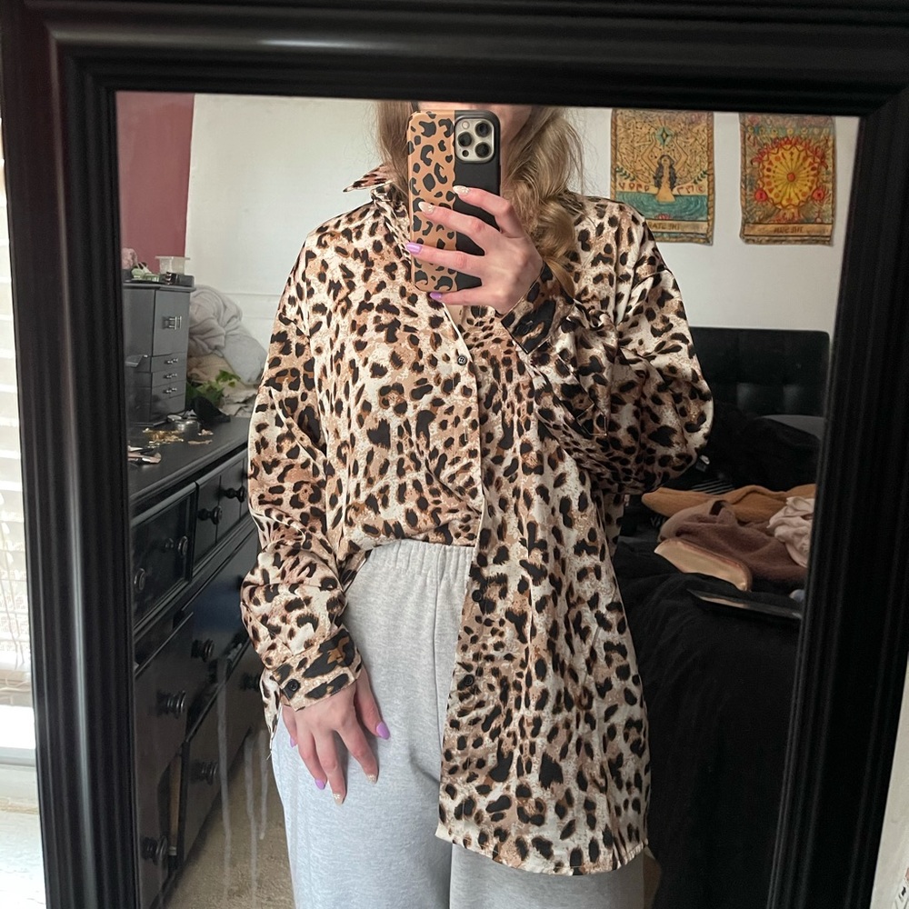 Leopard print button up